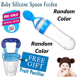 BABY SILICONE SPOON FEEDER + FREE PACIFIER